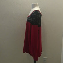 Load image into Gallery viewer, Torrid Long Sleeved Red Sweater w/ Sheer Lace Inset, Size 3 3X
