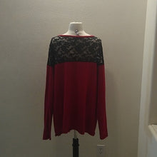 Load image into Gallery viewer, Torrid Long Sleeved Red Sweater w/ Sheer Lace Inset, Size 3 3X
