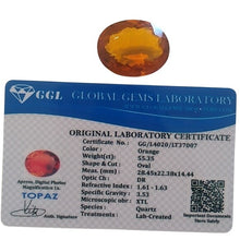 Load image into Gallery viewer, 55.35 Carat Orange Topaz Fancy Oval Gemstone GIL Certified
