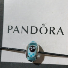Load image into Gallery viewer, Pandora Retired Sterling Silver Murano Glass Blue Ladybugs Bead - 790654
