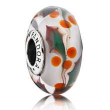 Load image into Gallery viewer, Pandora Retired Sterling Silver Christmas Holly Murano Glass Charm - 791647
