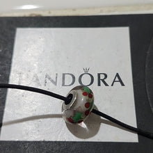 Load image into Gallery viewer, Pandora Retired Sterling Silver Christmas Holly Murano Glass Charm - 791647
