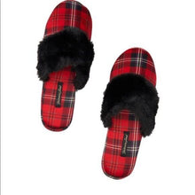 Load image into Gallery viewer, Victoria’s Secret Signature  Plaid Satin Slippers, Small 5/6
