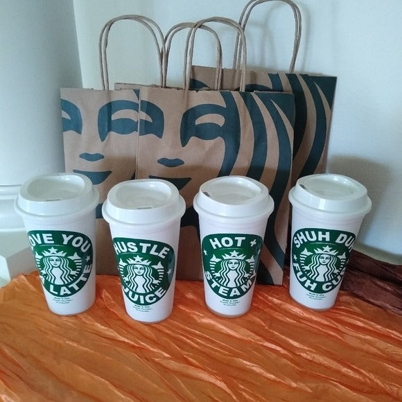 4 Custom Starbucks Reusable cups