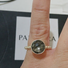 Load image into Gallery viewer, Pandora Sterling Silver Dark Enchantment Black Rutilite Stackable Ring - 190619B
