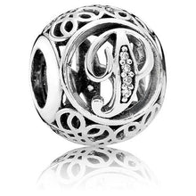 Load image into Gallery viewer, Pandora Sterling Silver Vintage Letter P Charm with Clear Zirconia - 791860CZ
