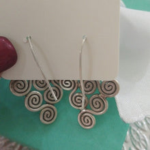 Load image into Gallery viewer, Artisan Made Sterling Silver Swirly Triangle Drop Earrings
