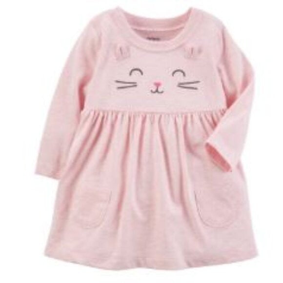 Carter's Heathered Kitty Cat Dress, Soft Pink, Newborn