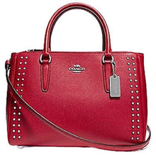 Load image into Gallery viewer, Coach F77910 Surrey Carryall with Border Rivets, Bright Cardinal/Silver
