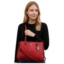 Load image into Gallery viewer, Coach F77910 Surrey Carryall with Border Rivets, Bright Cardinal/Silver
