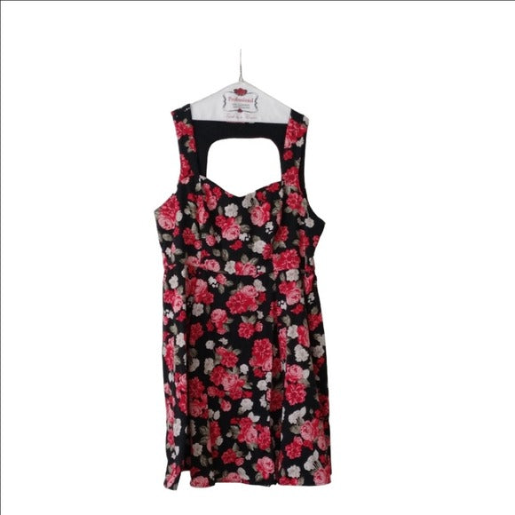 Torrid Black and Red Floral Dress, Size 24
