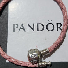 Load image into Gallery viewer, Pandora Retired Shimmering Pink Leather Bracelet 7.5"
