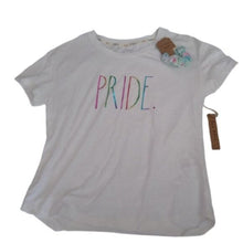 Load image into Gallery viewer, Rae Dunn PRIDE rainbow letters Tee Blousew/ Scrunchie, Size XL
