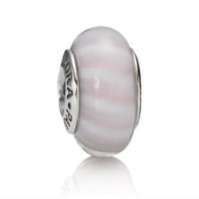 Load image into Gallery viewer, Pandora Retired Pink Murano Glass Bead with Candy Stripes - 790682
