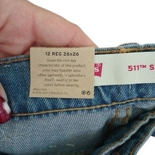 Load image into Gallery viewer, Levi's Big Boys 511 Slim Stretch Denim Blue Jeans, Dallas, size 12 Regular 26x26
