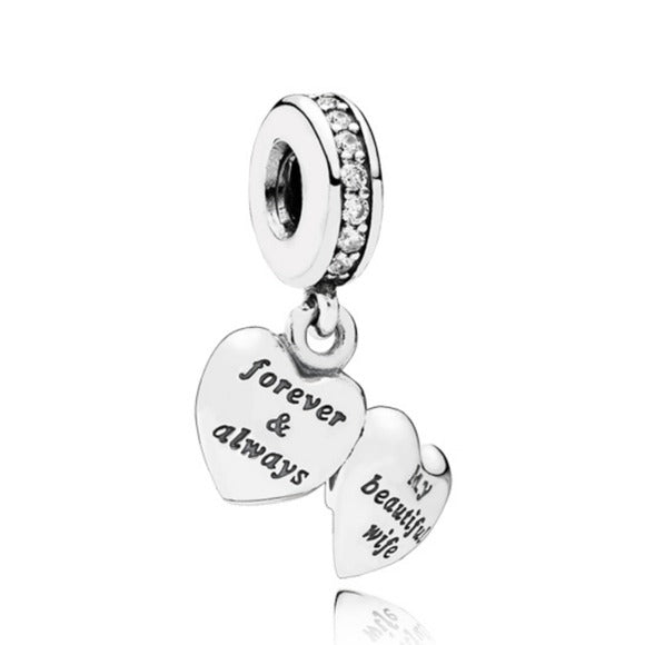 Pandora Retired Sterling Silver My Beautiful Wife Family Dangle Charm 791524cz
