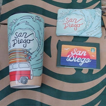Load image into Gallery viewer, Starbucks San Diego Porcelain Travel Mug+ Zippered Wave Pouch + Blank Gift Card
