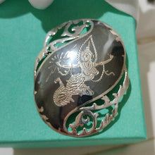 Load image into Gallery viewer, Vintage Siam Sterling Silver Niello Mekkalah Goddess of Lightening Thai Brooch
