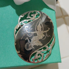 Load image into Gallery viewer, Vintage Siam Sterling Silver Niello Mekkalah Goddess of Lightening Thai Brooch
