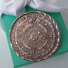 Load image into Gallery viewer, Vintage Mayan Aztec Sun Calendar Mexican Brooch Pendant Sterling Silver 925
