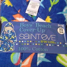 Load image into Gallery viewer, Saint Eve Boys' Blue with Sharks Beach Swim Cover Up, XS (3/4)
