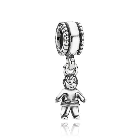 Pandora Retired Sterling Silver Boy Dangle Family Bead - 790859