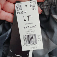 Load image into Gallery viewer, adidas Men's Standard Run It Camo Shorts, Grey/Grey, Size Large 7"
