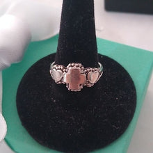 Load image into Gallery viewer, Sterling Silver Hearts and Cross Ring, size 6

