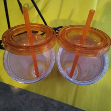 Load image into Gallery viewer, Best Friends Sugar Skull Tumbler Cups Orange Halloween, Set of 2
