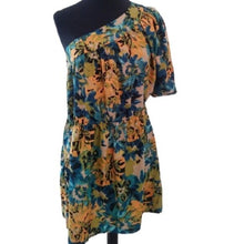 Load image into Gallery viewer, ANGIE Sunshine Blue Floral Asymmetrical Tunic Mini Dress, Size Medium
