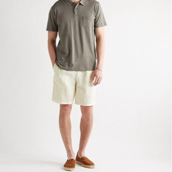 Onia NOAH Drawstring 100% Linen Shorts, Natural White, size Medium