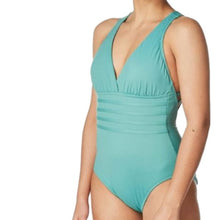 Load image into Gallery viewer, La Blanca Island Goddess Multi-Strap Crossback 1-piece Swimsuit, Aloe Green,  size 10
