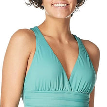 Load image into Gallery viewer, La Blanca Island Goddess Multi-Strap Crossback 1-piece Swimsuit, Aloe Green,  size 10
