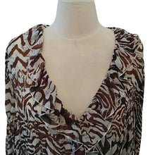 Load image into Gallery viewer, Elementz Animal Print Ruffle Blouse, Browns/Ivory, Size 3X
