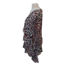 Load image into Gallery viewer, Elementz Animal Print Ruffle Blouse, Browns/Ivory, Size 3X
