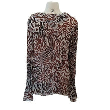 Load image into Gallery viewer, Elementz Animal Print Ruffle Blouse, Browns/Ivory, Size 3X
