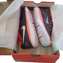 Load image into Gallery viewer, Nike Flex Running Athletic Shoes, 4Y, Dark Grey/White/Total Orange
