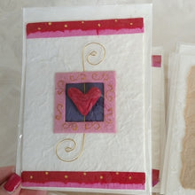Load image into Gallery viewer, Valentine Heart Mulberry Paper Saa Thai Art Greeting Cards, set of 6
