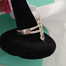 Load image into Gallery viewer, Sterling Silver Rectangle w/ Hearts Diamond Cut Filigree Ring, size 8.5
