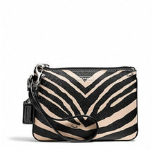 Load image into Gallery viewer, Coach F51099 Zebra Print Small Wristlet, SV/Black
