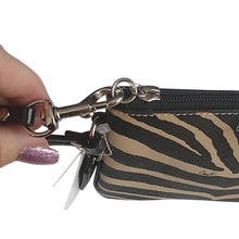 Load image into Gallery viewer, Coach F51099 Zebra Print Small Wristlet, SV/Black
