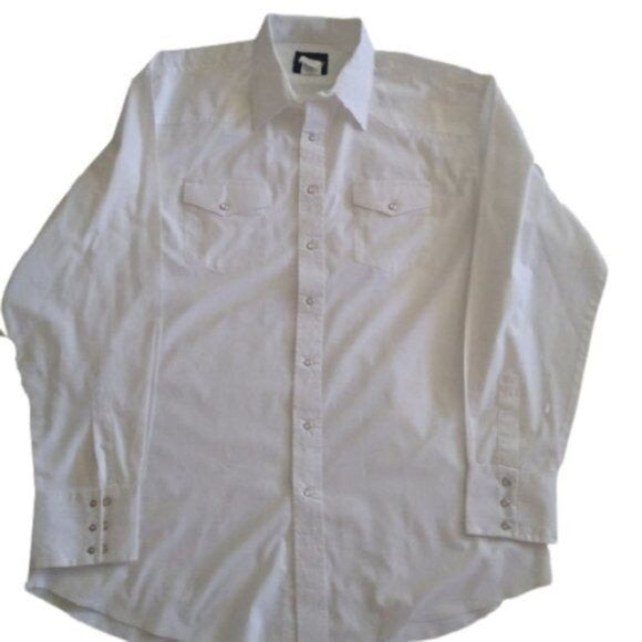 Wrangler White Western Dress Shirt, Size XL Tall