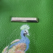 Load image into Gallery viewer, Dana Buchman Green Bella Tote with OOAK Peacock Bird Artwork
