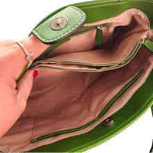 Load image into Gallery viewer, Dana Buchman Green Bella Tote with OOAK Peacock Bird Artwork
