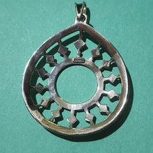Load image into Gallery viewer, Sterling Silver &amp; Marcasite Teardrop with Inner Circle Pendant 2.5&quot;
