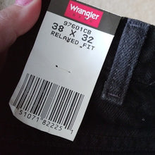 Load image into Gallery viewer, Wrangler Authentics Classic 5-Pocket Relaxed Fit Cotton Jeans, Black, 38W x 32L
