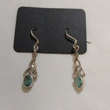 Load image into Gallery viewer, Sterling Silver Celtic Knot with Blue Topaz Dangle Earrings
