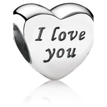 Load image into Gallery viewer, Pandora Retired Sterling Silver Words of Love I Love You Heart Charm - 791422
