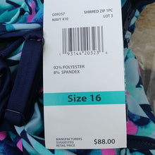 Load image into Gallery viewer, Gabar Shirred Zip Front One Piece Aqua Beauty Swimsuit, Navy, 16
