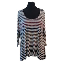Load image into Gallery viewer, One World Women's Striped Embellished Top Blouse w/ Long Sleeves, Size 2X
